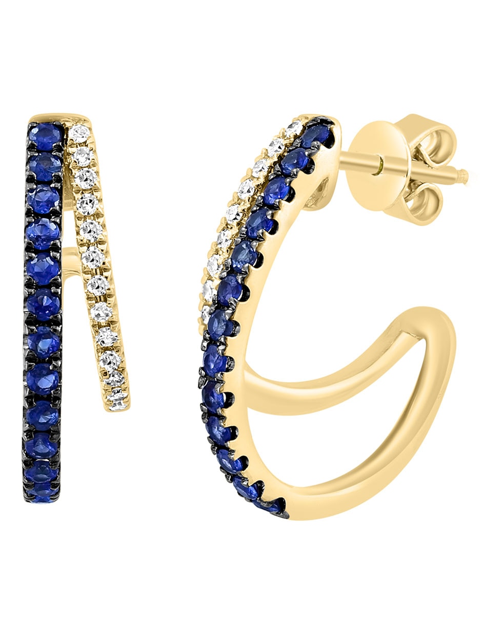 Aretes Royale Bleu de oro con acabado pavé zafiro y diamante 2