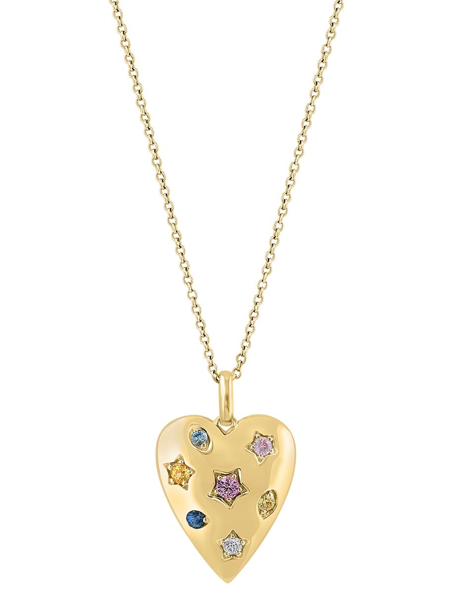 Collar con dije de corazón de oro 14 K