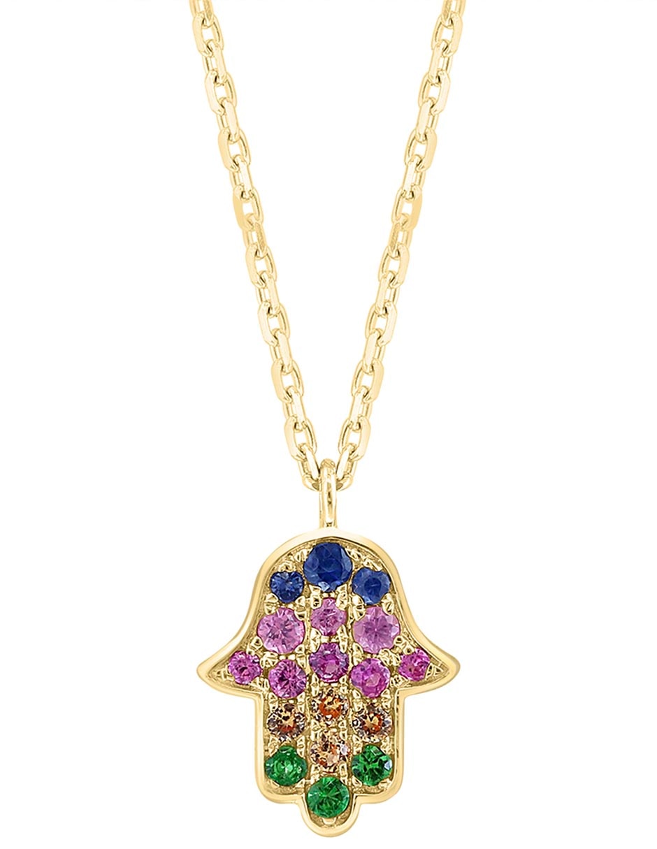 Collar con dije de mano de fátima de oro 14 K 2