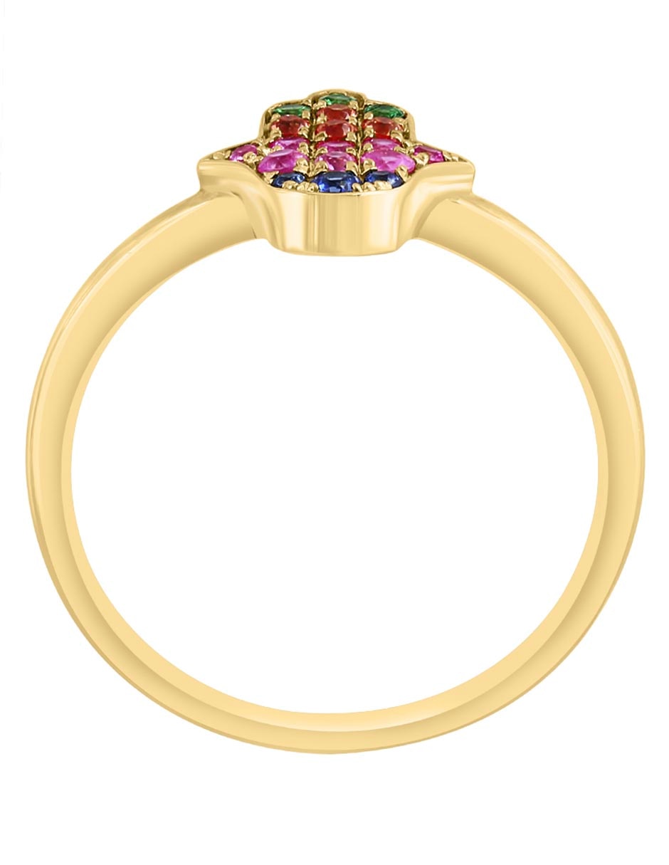 Anillo de mano de fátima 14 k de oro zafiro brillante 2