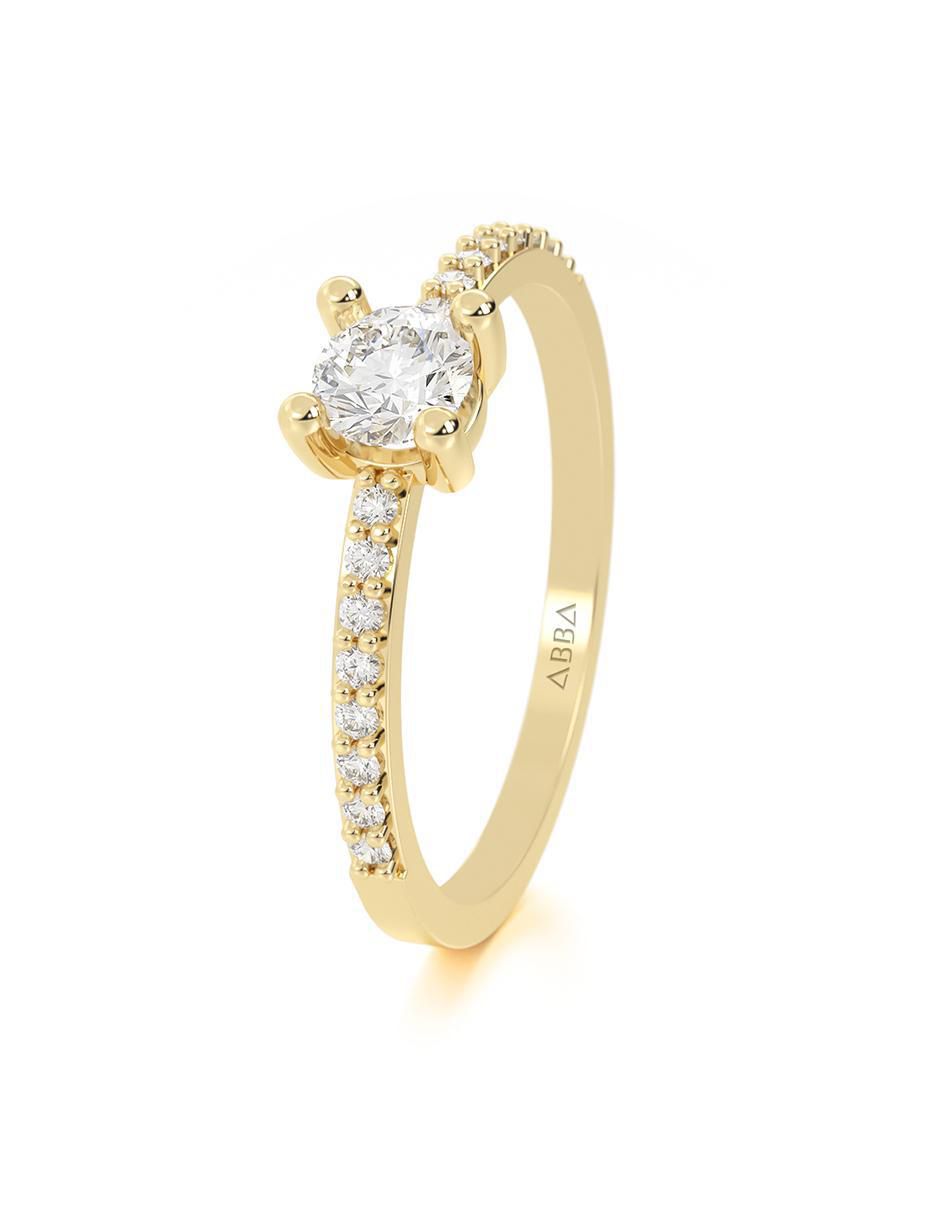 Anillo de compromiso "de" oro 14 k abba joyas sin familia o colección zirconia