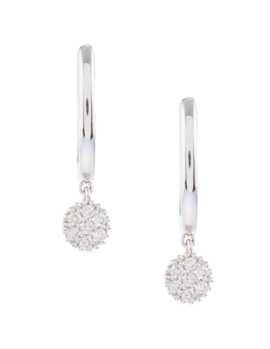 Huggies de oro 14 k con acabado brillante diamante