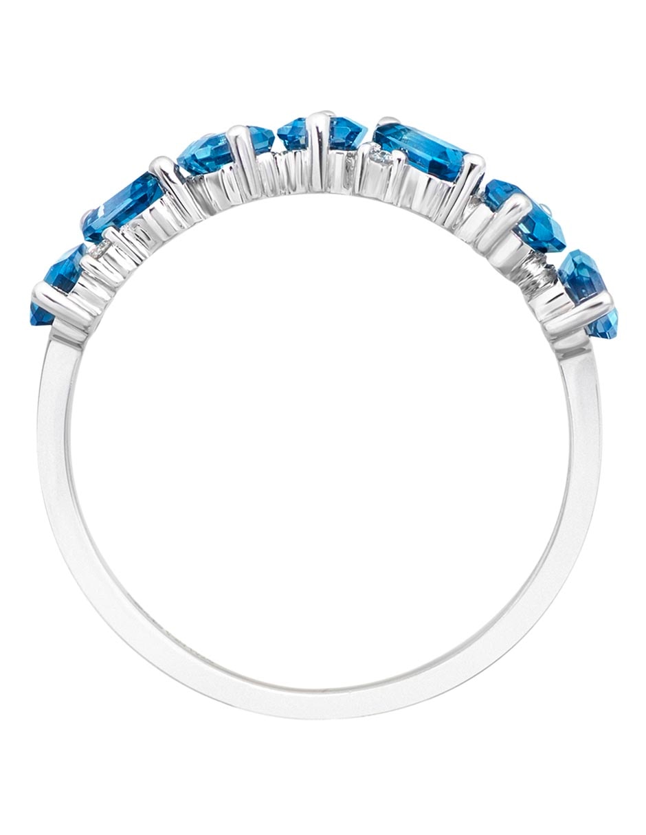 Anillo 14 k de oro blanco topacio azul de londres brillante 2