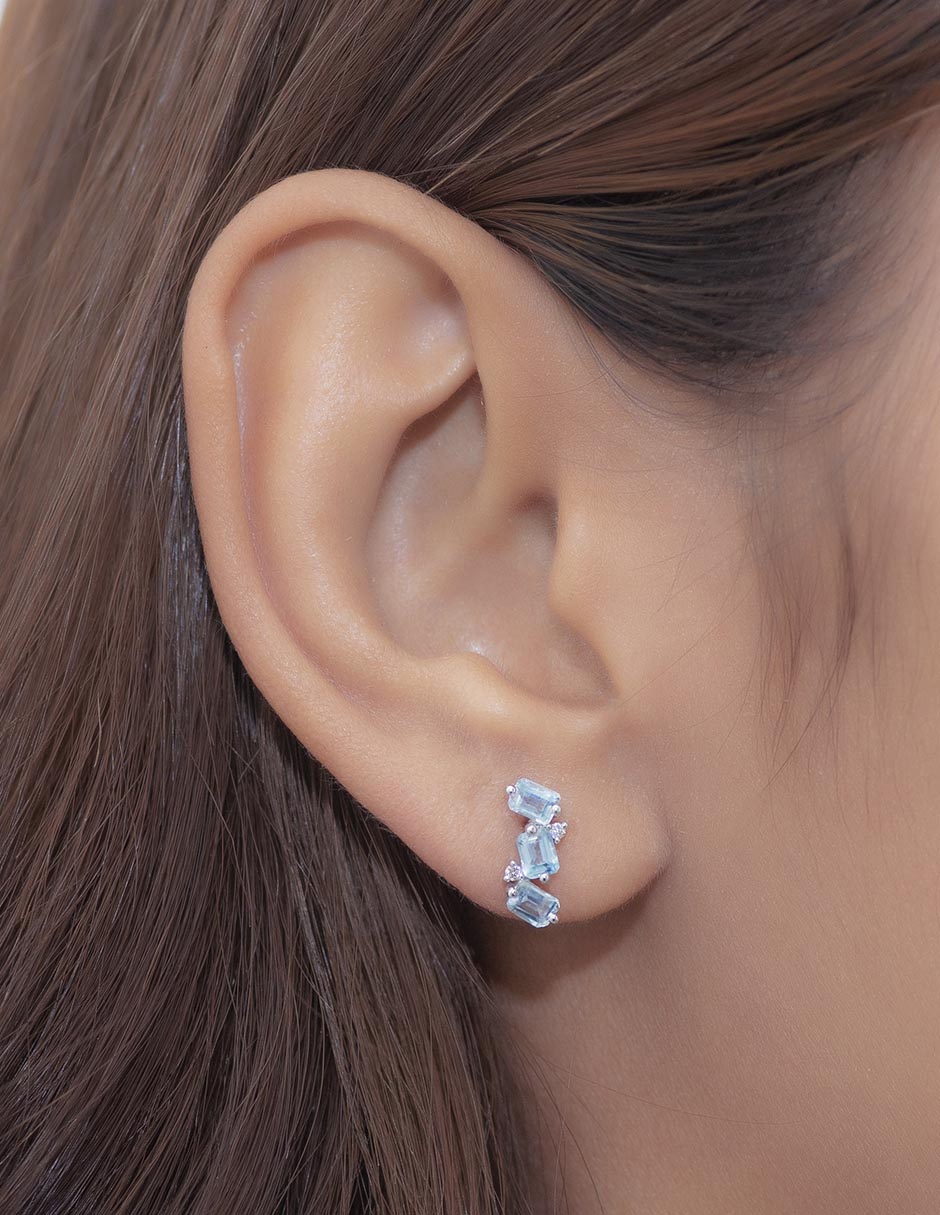 Broqueles de oro blanco 14 K con acabado brillante topacio 2