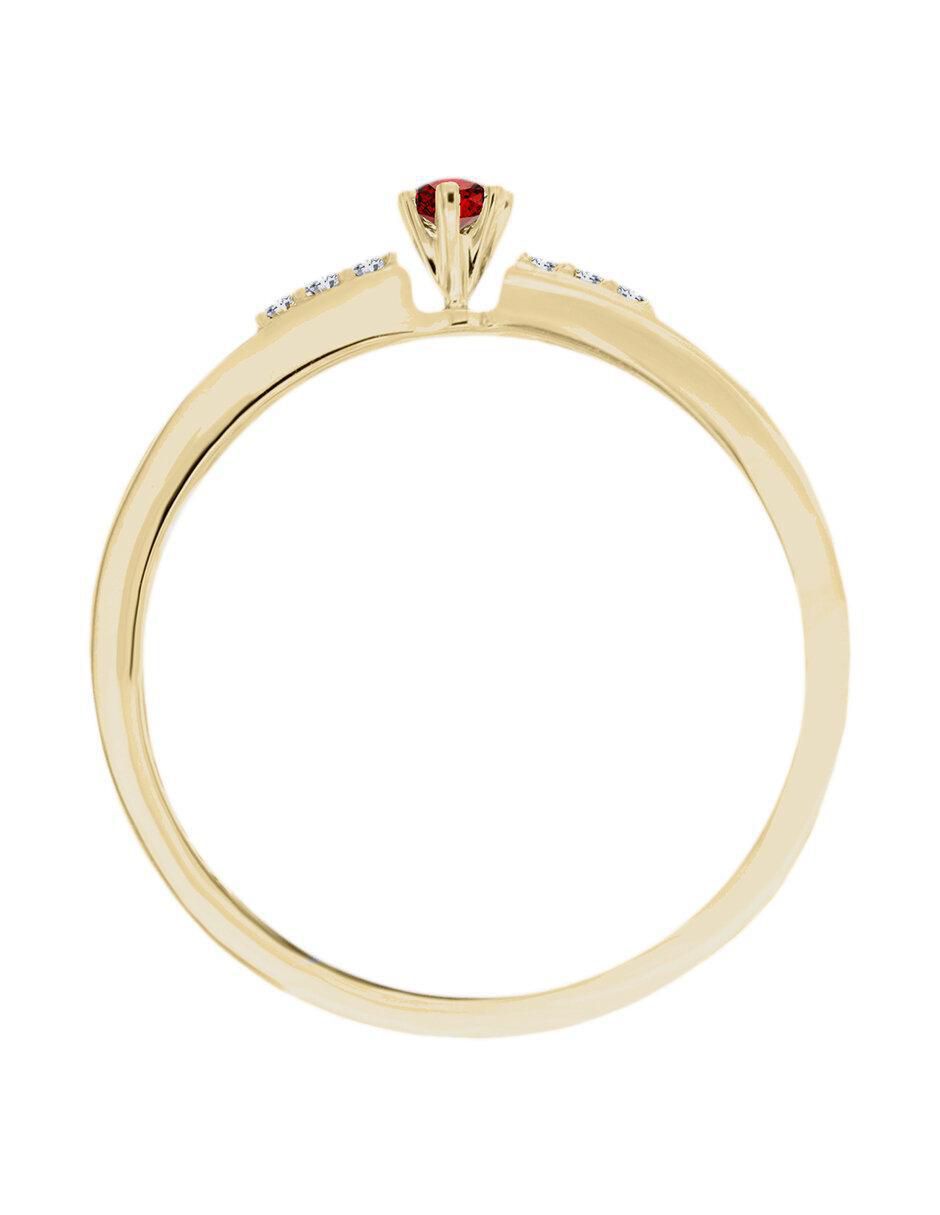 Solitario "de" oro 14 k klamore rubí y diamante