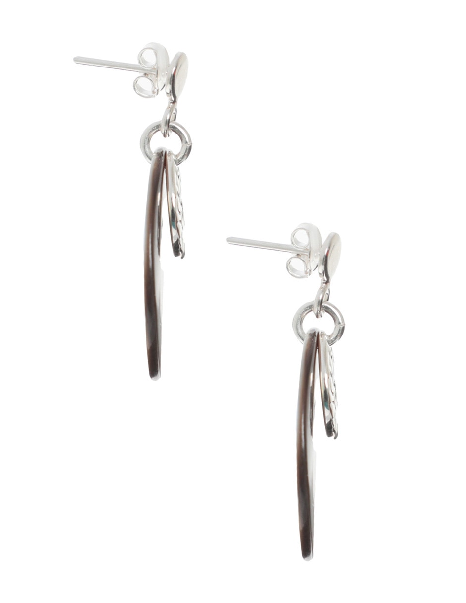 Aretes redondos de plata P 925 con acabado lustre madre perla 3