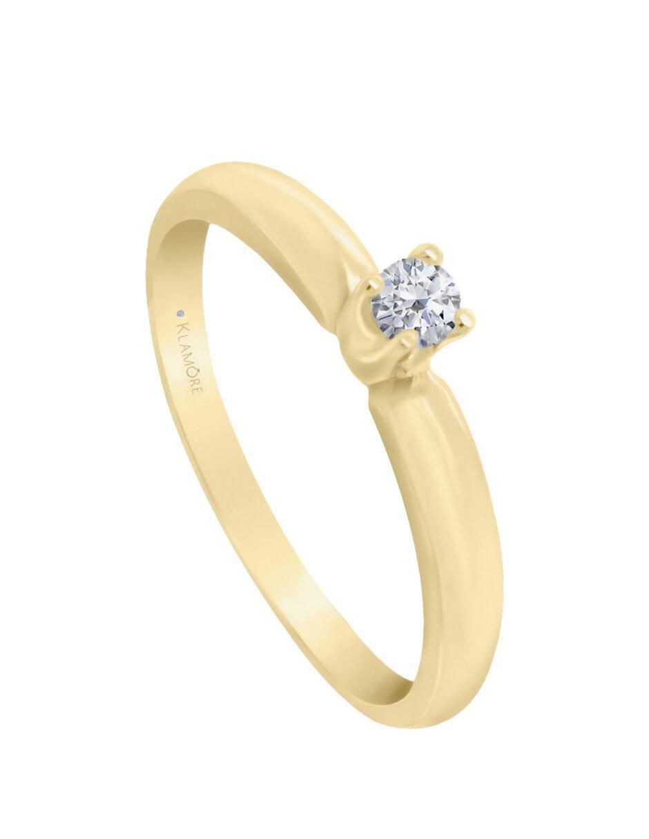 Solitario "de" oro 14 k klamore diamante