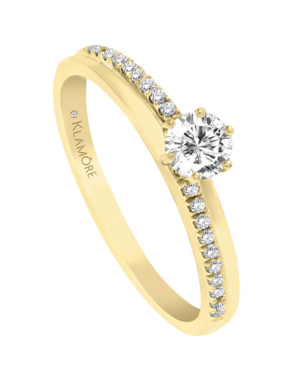 Solitario "de" oro 14 k klamore diamante