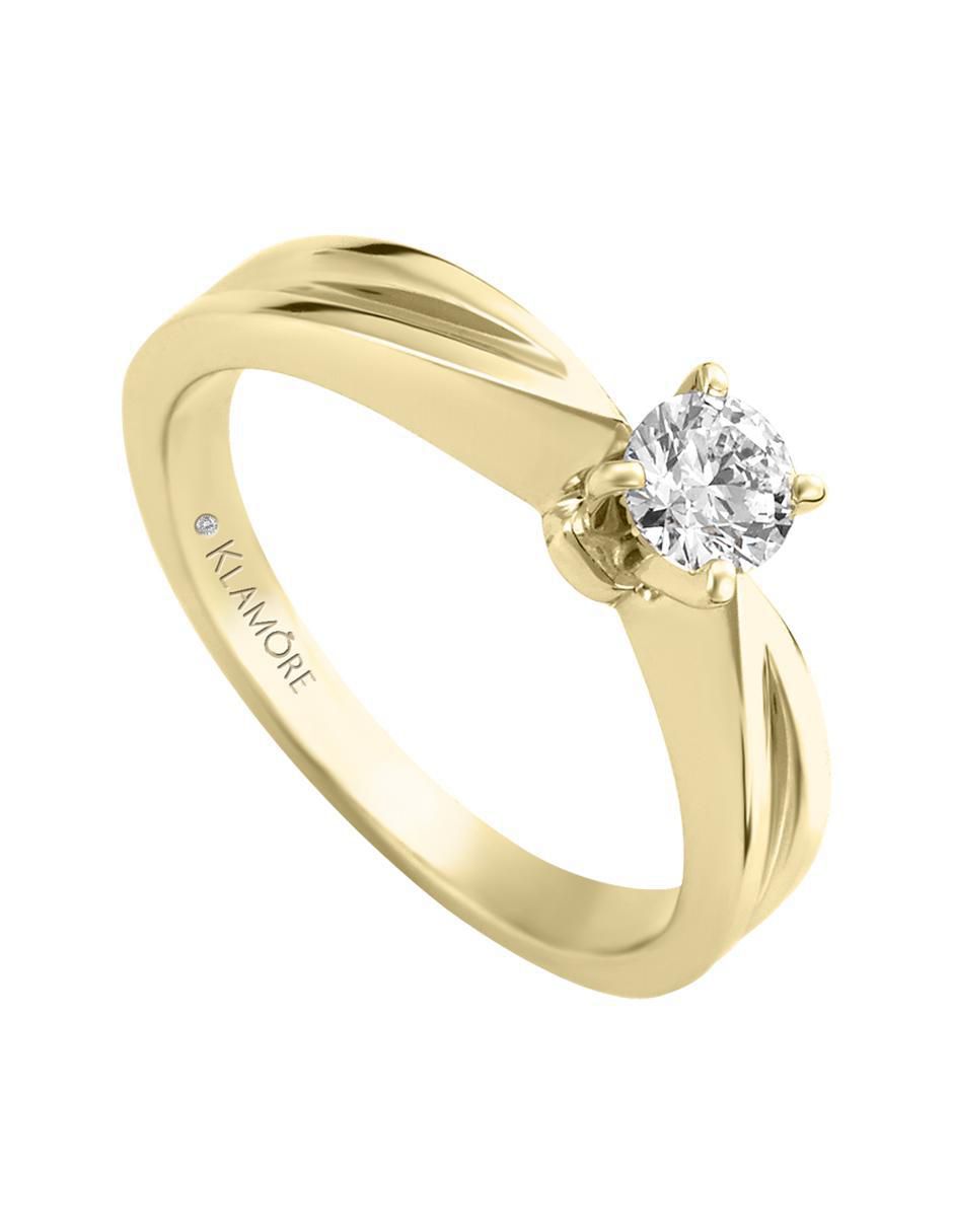 Solitario "de" oro 14 k klamore diamante