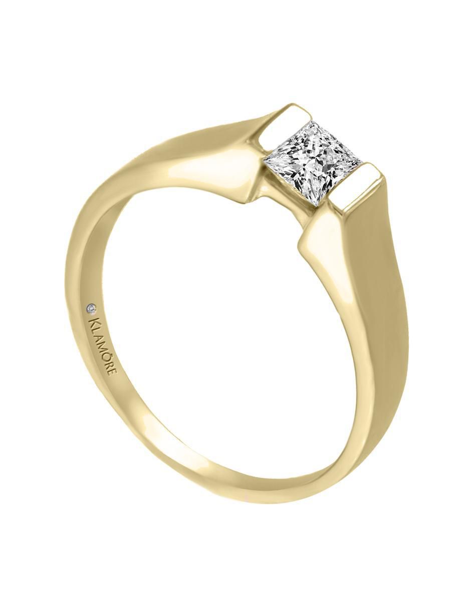 Solitario "de" oro 14 k klamore diamante