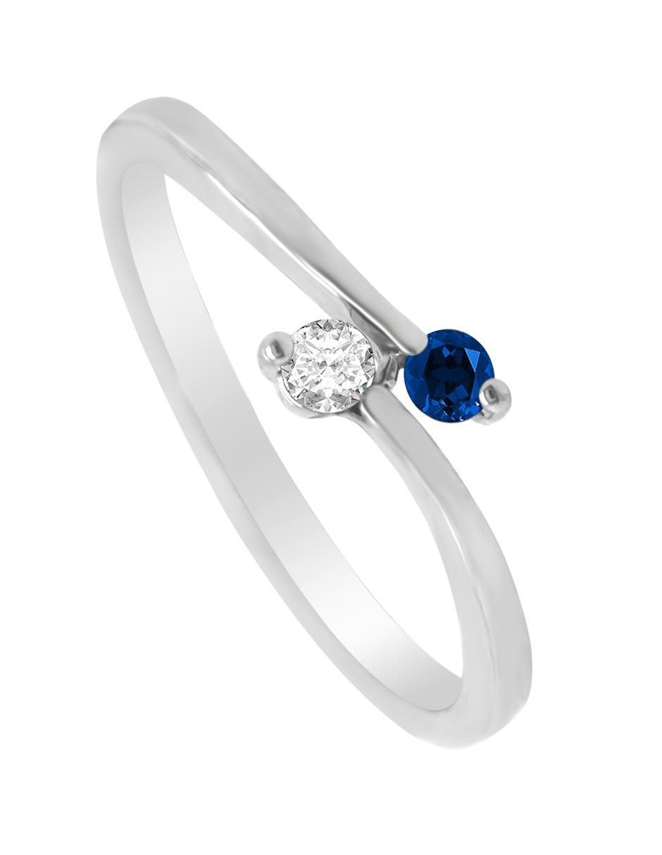 Anillo Vivian 14 k de oro zafiro y diamante pulido 3