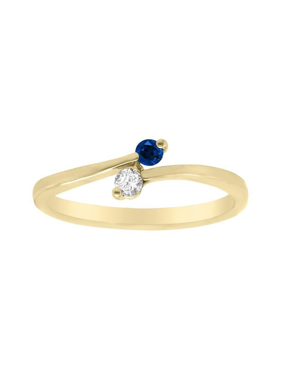 Anillo Vivian 14 k de oro zafiro y diamante pulido