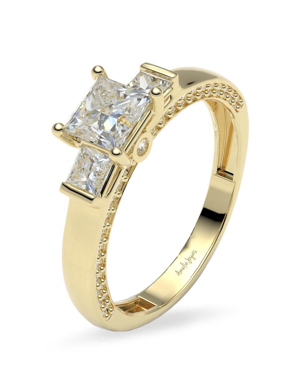 Anillo de compromiso "de" oro 14 k amelie joyas zirconia