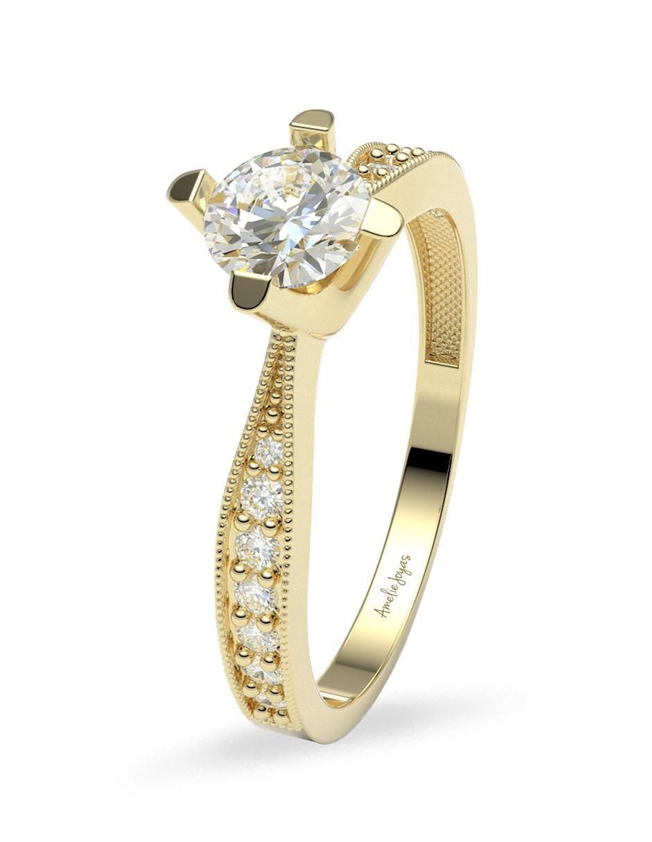 Anillo de compromiso "de" oro 14 k amelie joyas zirconia