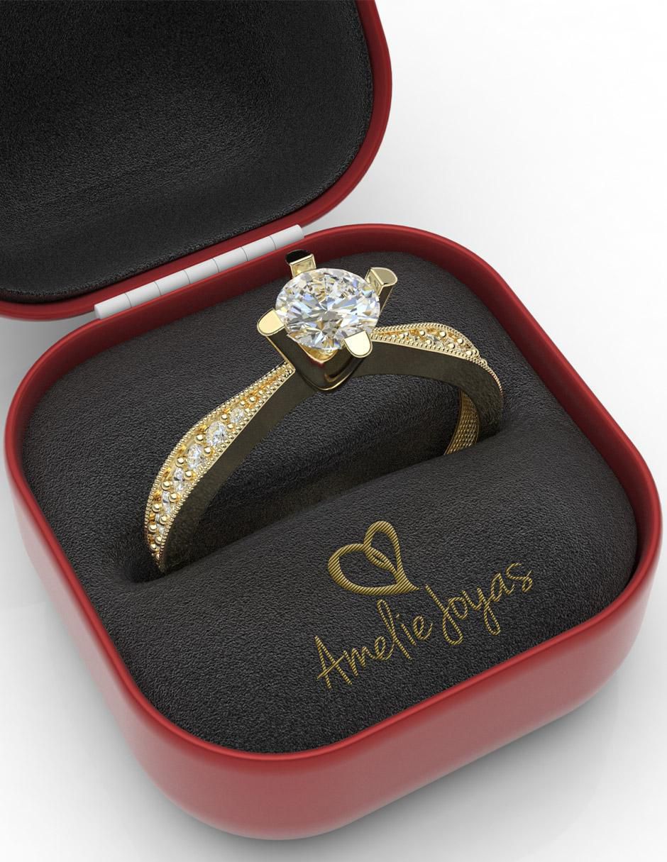 Anillo de compromiso "de" oro 14 k amelie joyas zirconia