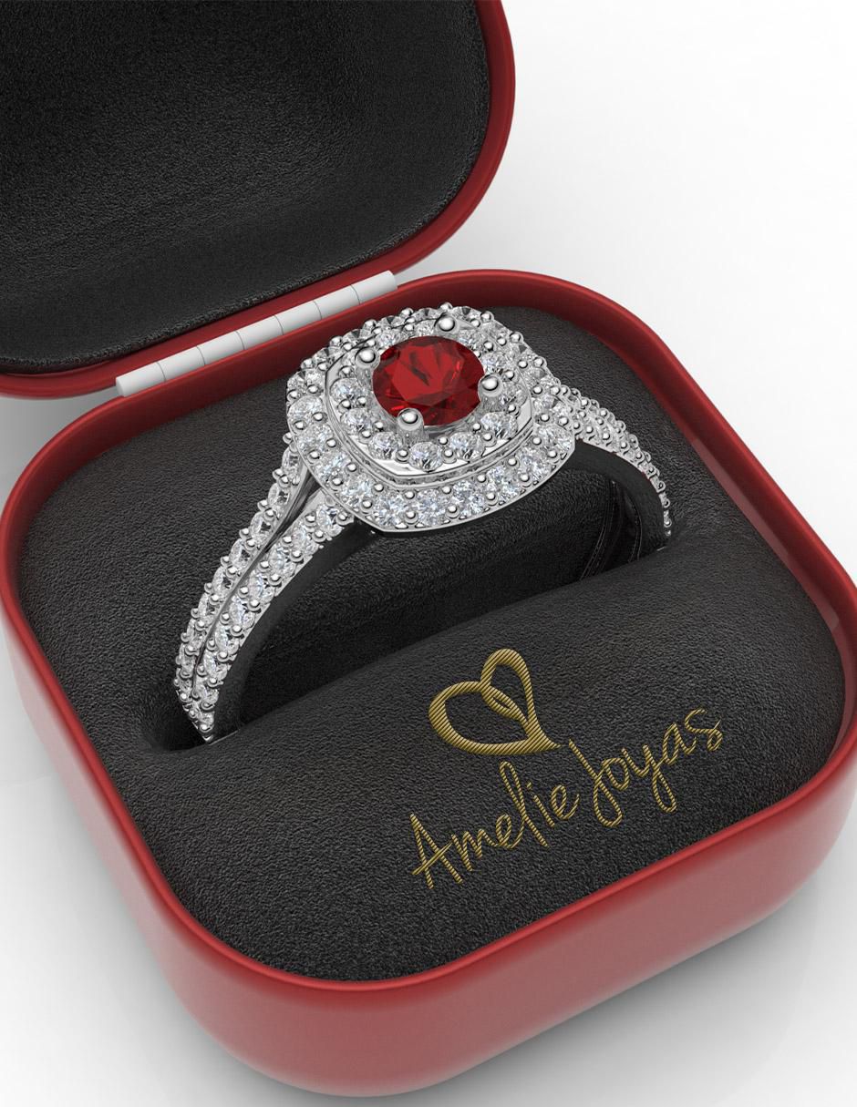 Anillo de compromiso de oro 14 k rubí 4