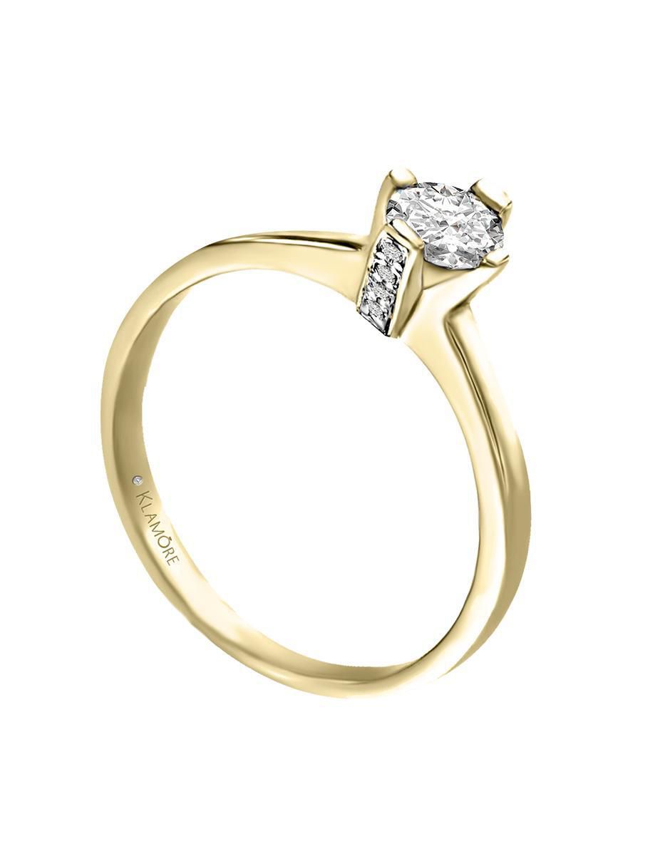 Solitario "de" oro 14 k klamore diamante