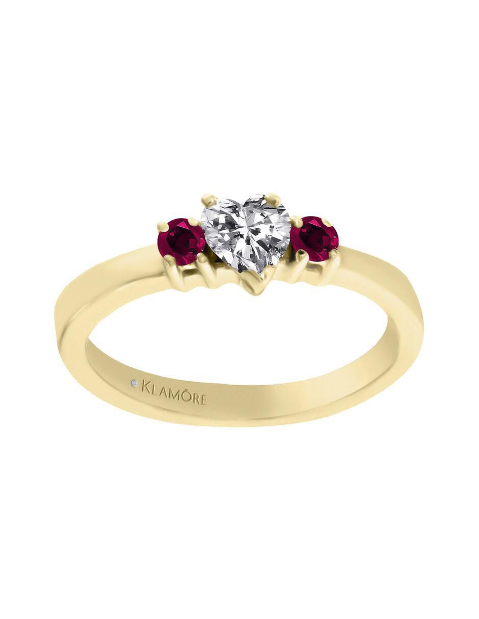 Solitario de oro 14 k Aitana rubí y diamante