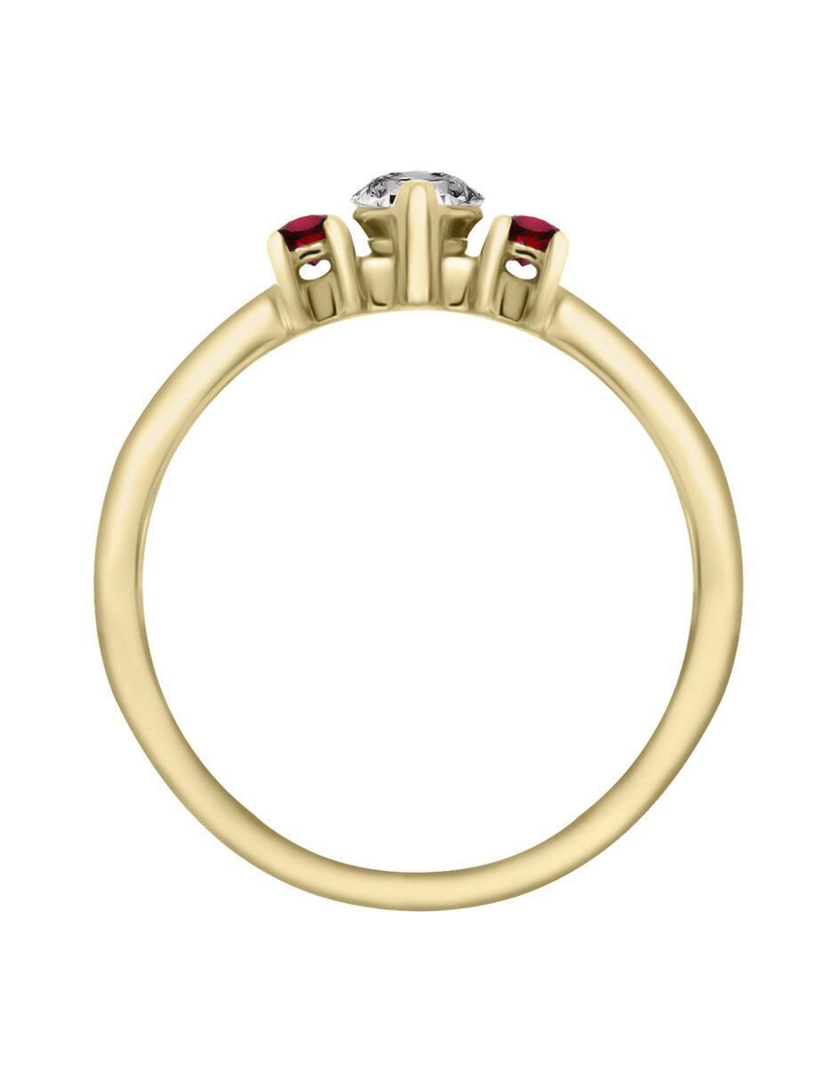 Solitario "de" oro 14 k klamore rubí y diamante