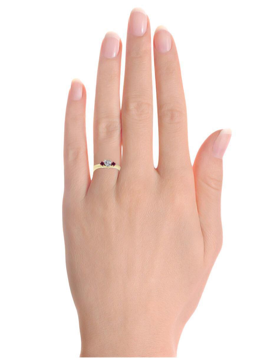 Solitario "de" oro 14 k klamore rubí y diamante