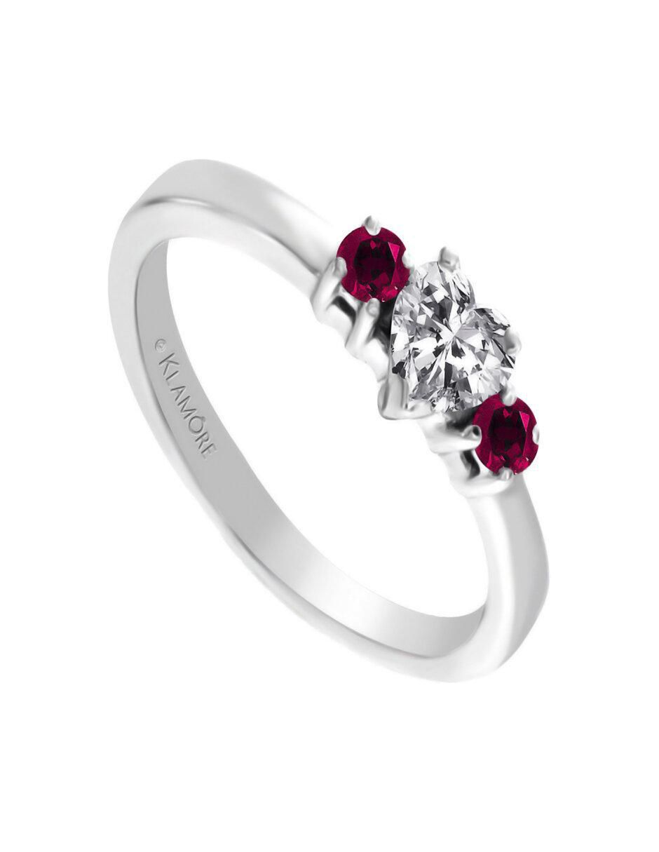 Solitario de oro 14 k Aitana rubí y diamante 3
