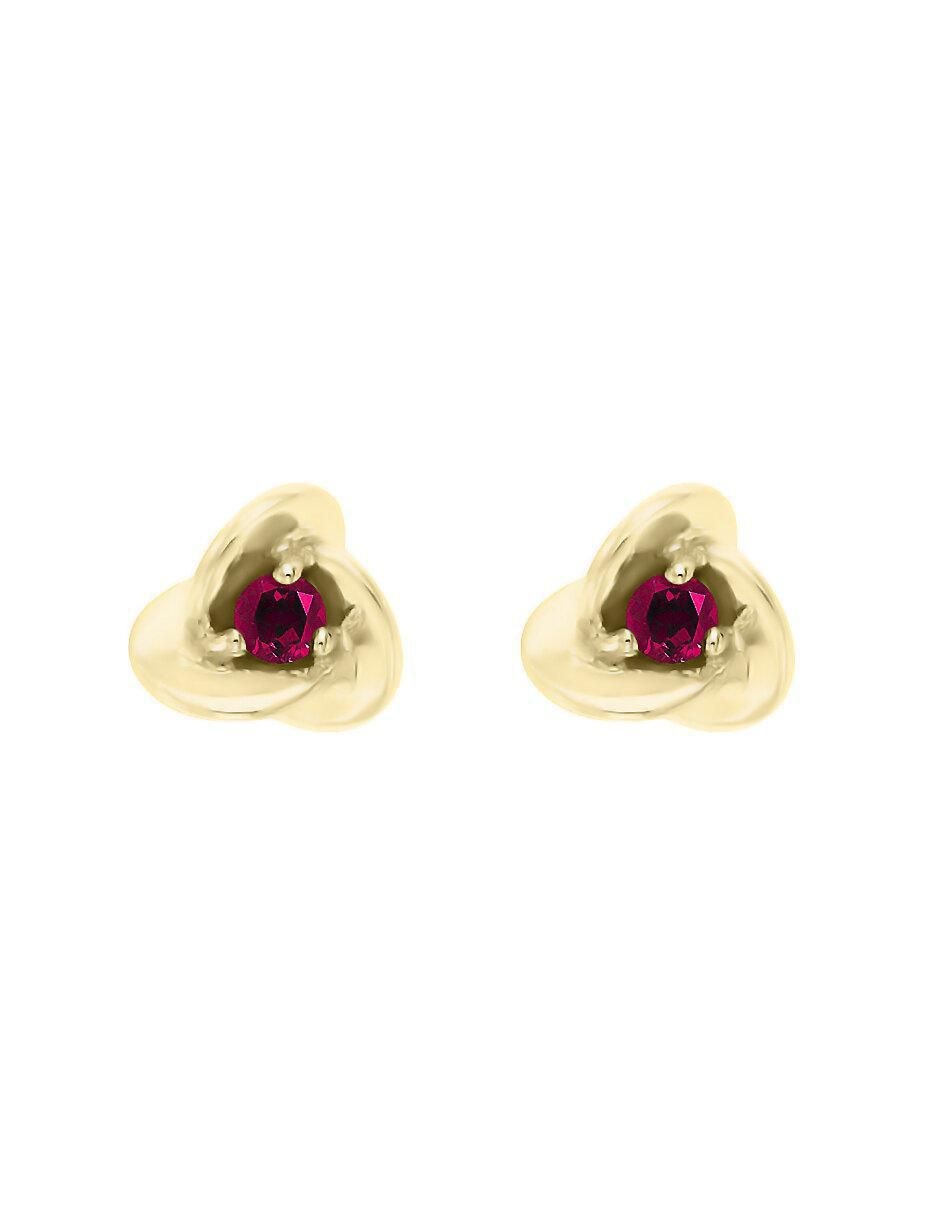Aretes de flor Kamill de oro con acabado brillante rubí