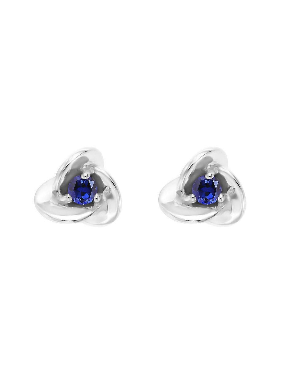 Aretes de flor Kamill de oro con acabado brillante zafiro