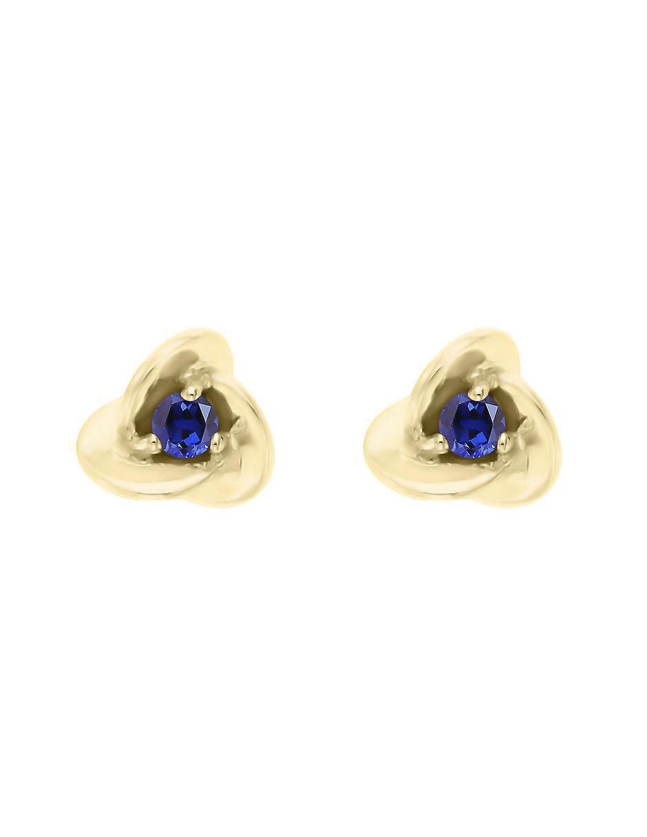 Aretes de flor Kamill de oro con acabado brillante zafiro