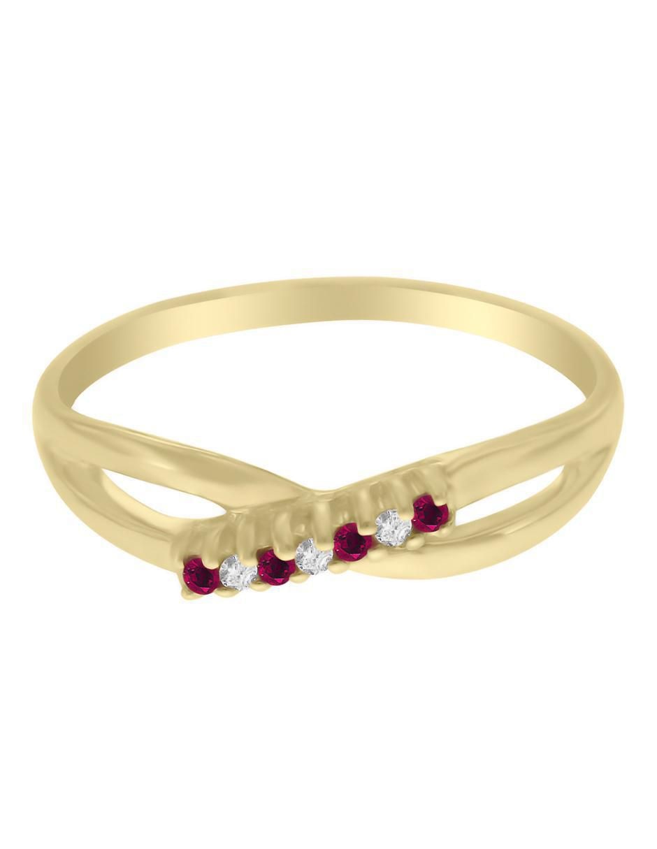 Anillo Cata 14 k de oro rubí y diamante pulido