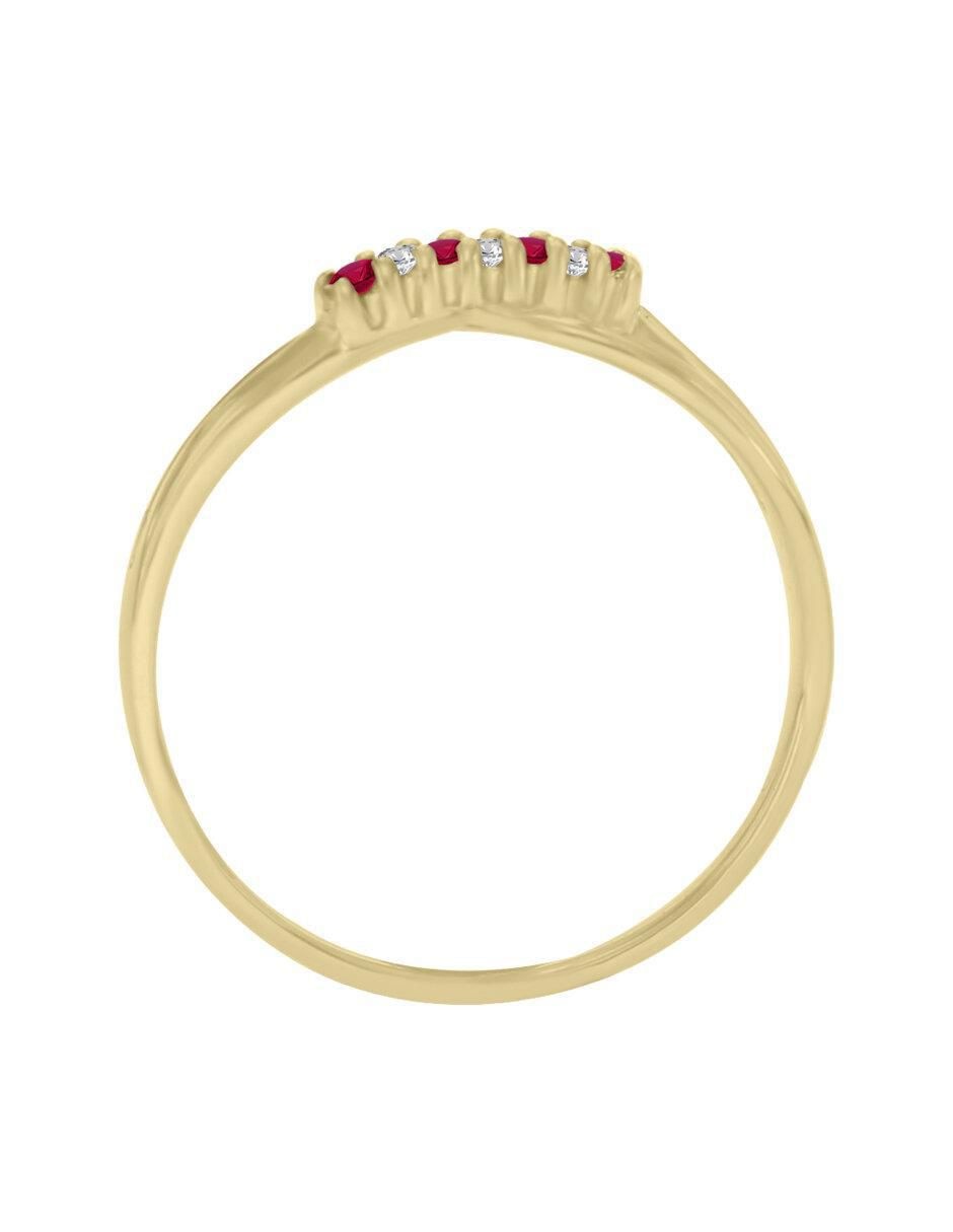 Anillo Cata 14 k de oro rubí y diamante pulido 3