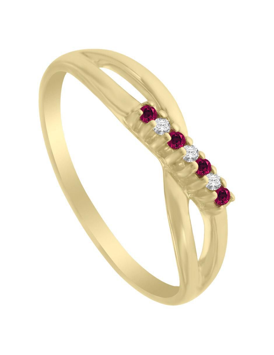 Anillo Cata 14 k de oro rubí y diamante pulido 4