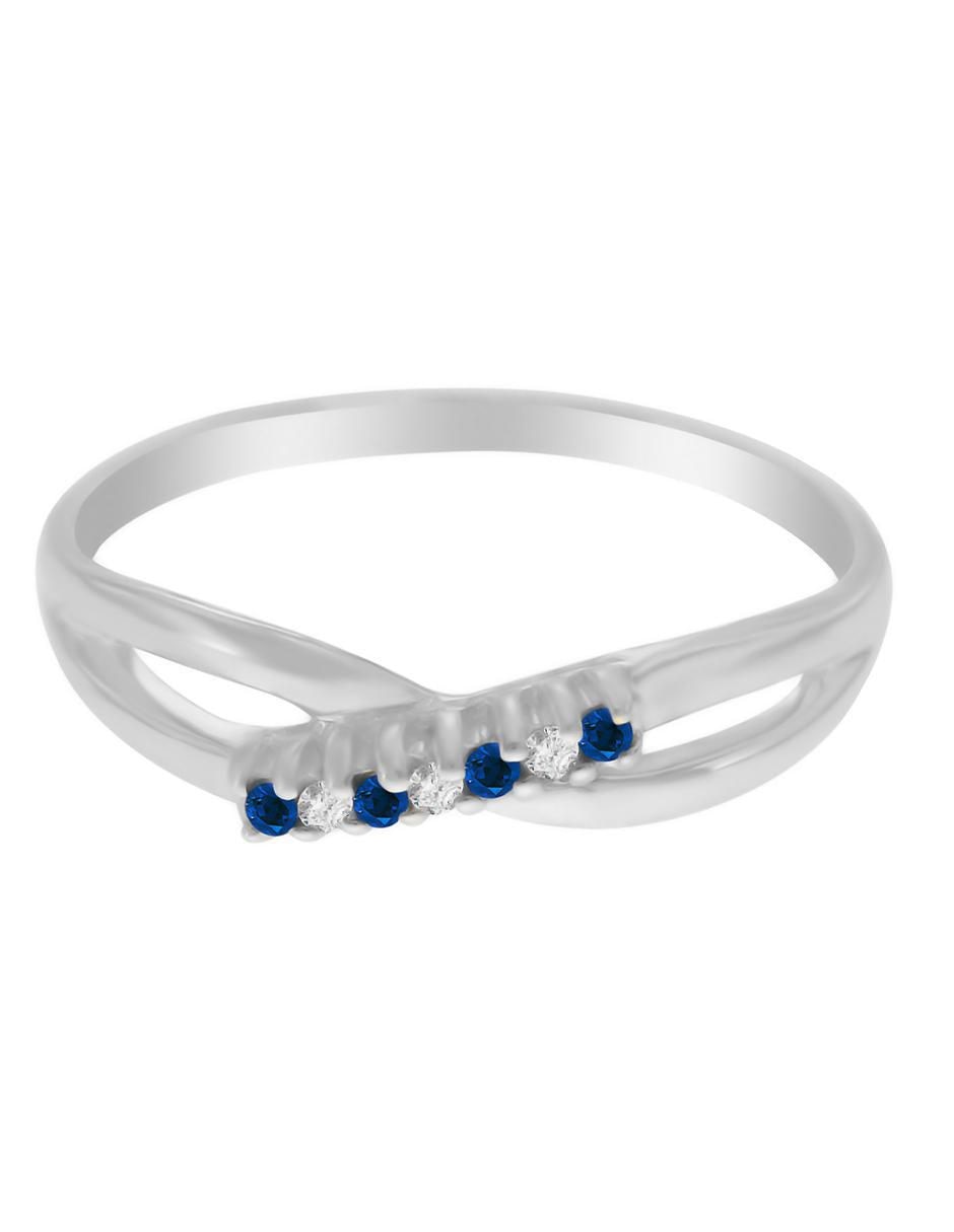 Anillo Cata 14 k de oro zafiro y diamante pulido