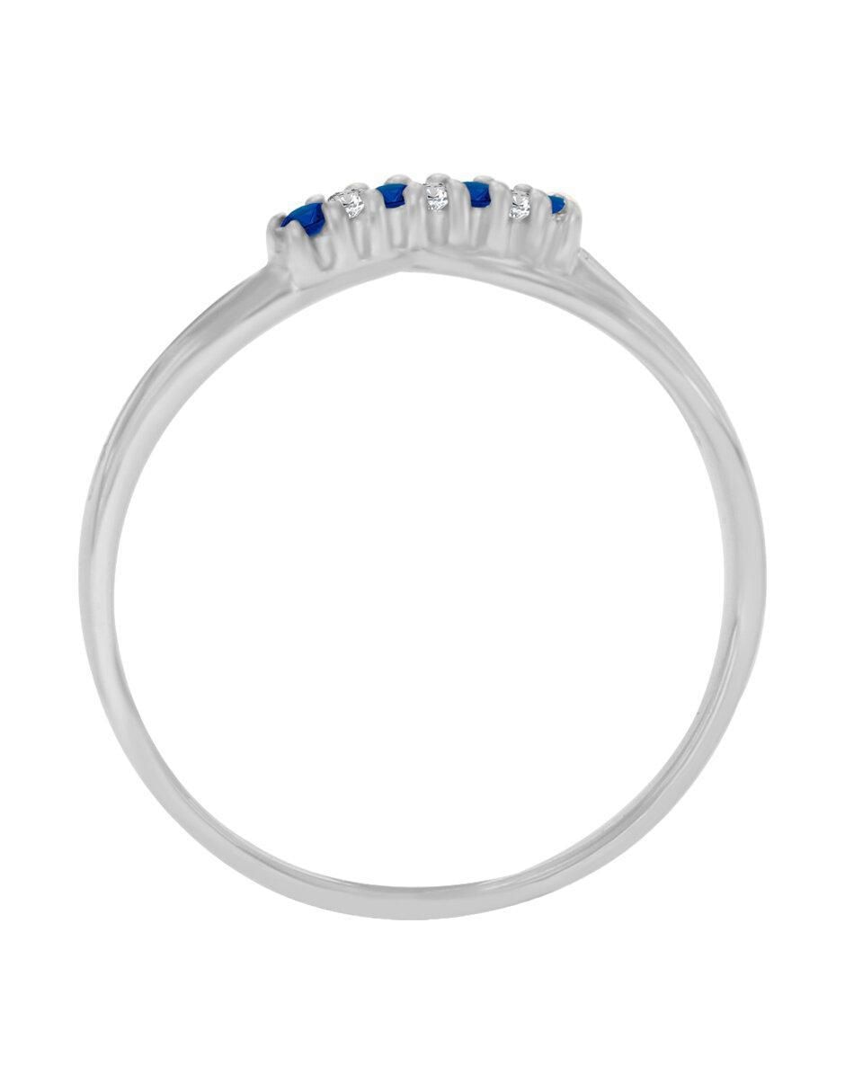 Anillo Cata 14 k de oro zafiro y diamante pulido 2