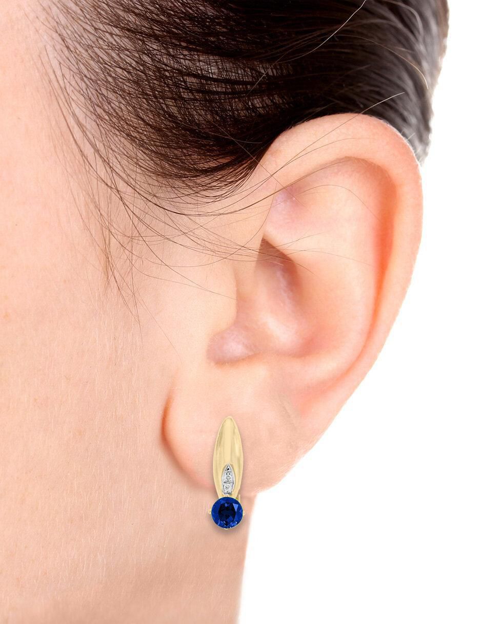 Aretes Lunetta de oro con acabado brillante zafiro y diamante 2