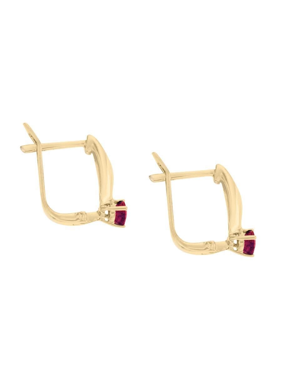 Aretes Lunetta de oro con acabado brillante rubí y diamante 2
