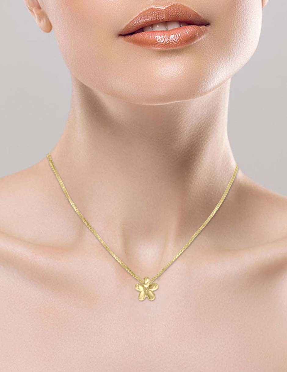 Colgante Y Dije de flor margarita de oro amarillo 14 K 4