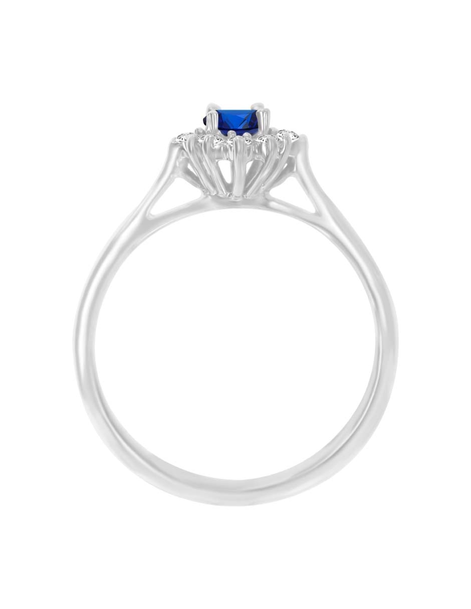Anillo Arnau 14 k de oro blanco zafiro y diamante brillante 2