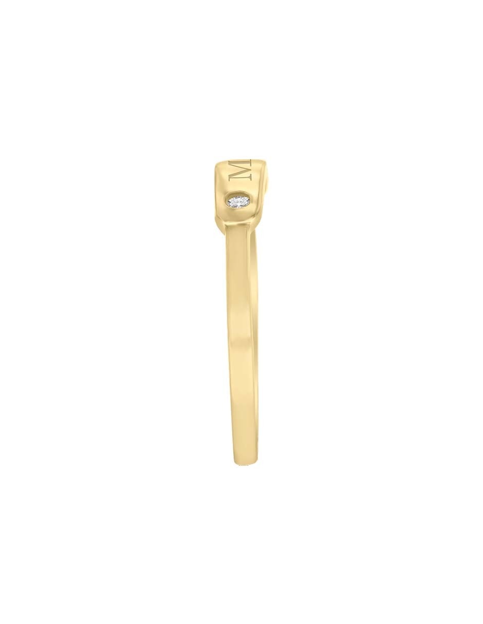 Anillo rectangular Placa 14 k de oro amarillo diamante brillante 2