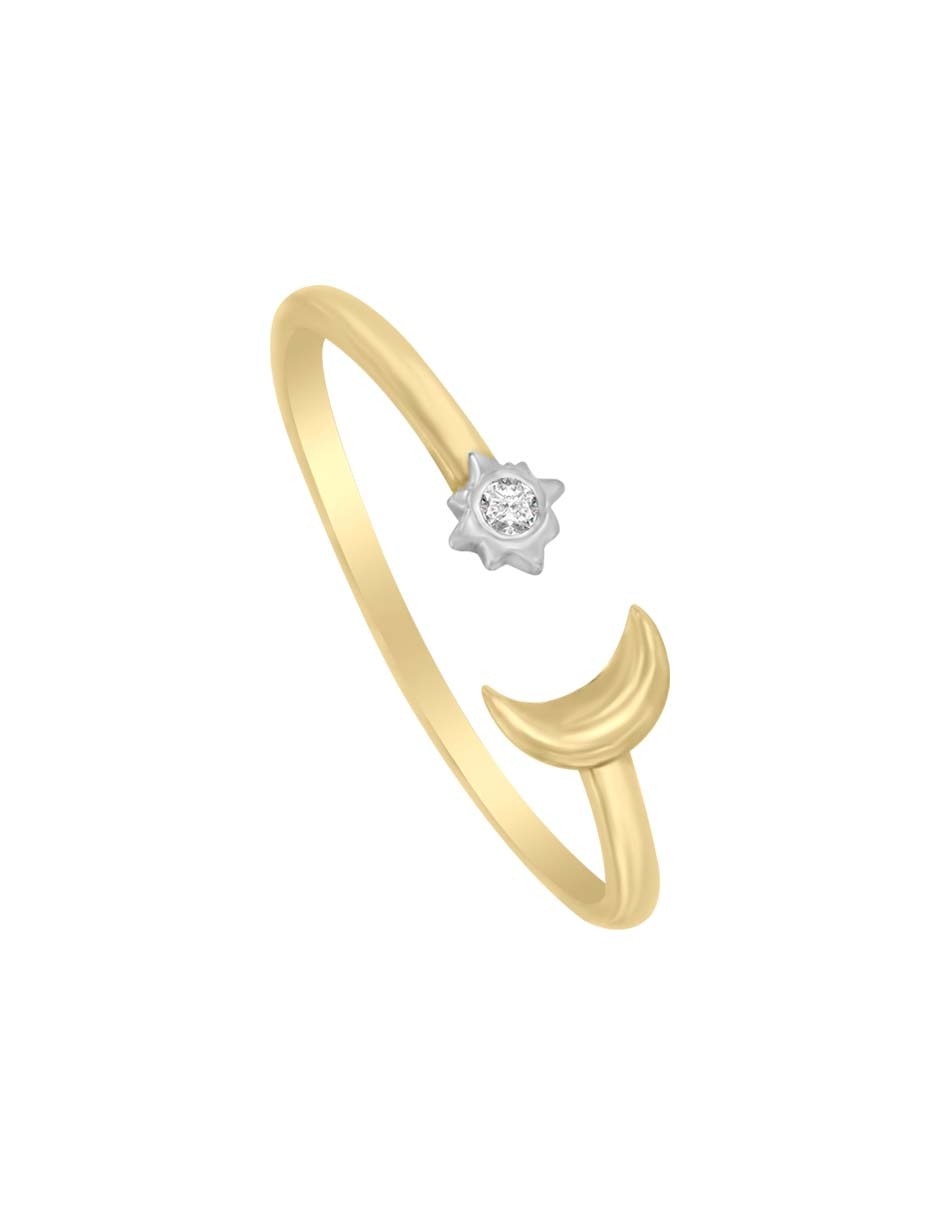 Anillo de estrella Fantasy 14 k de oro amarillo diamante brillante 4