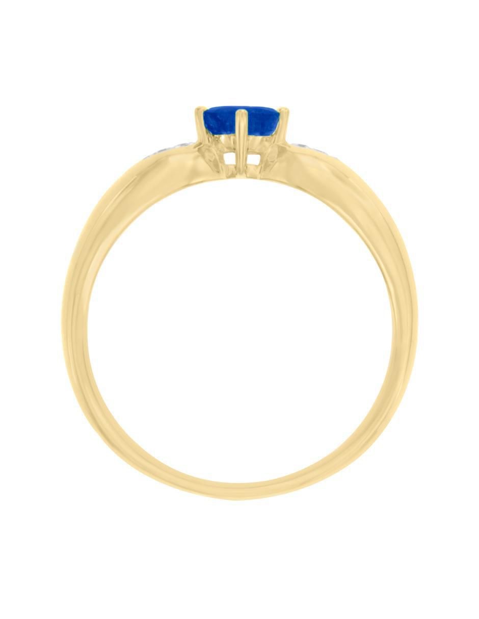 Anillo Lunetta 14 k de oro zafiro y diamante pulido 2