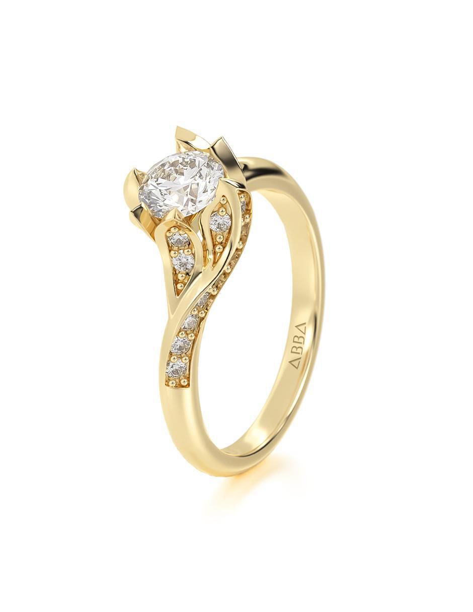 Anillo de compromiso "de" oro 14 k abba joyas sin familia zirconia
