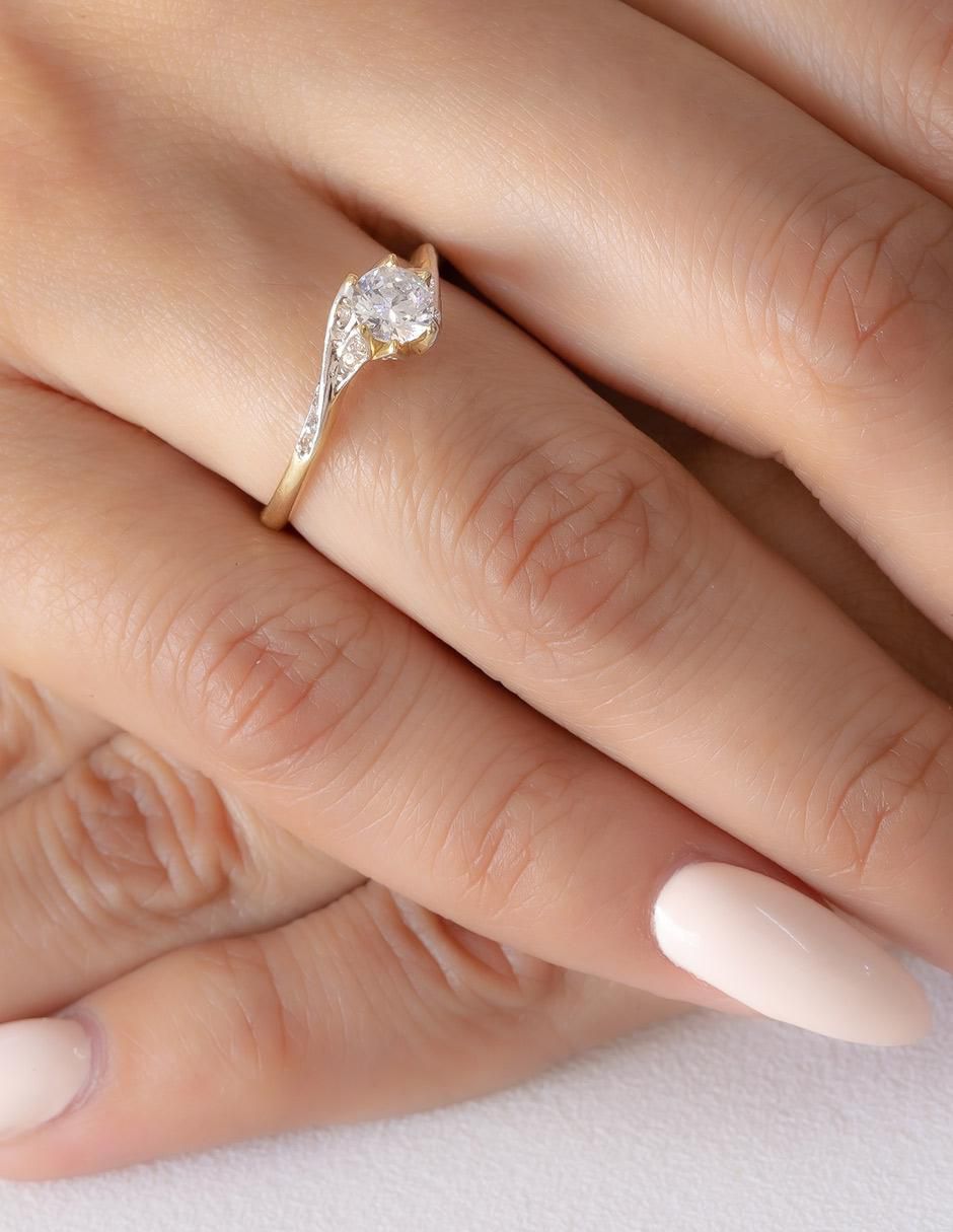 Anillo de compromiso "de" oro 14 k abba joyas sin familia zirconia