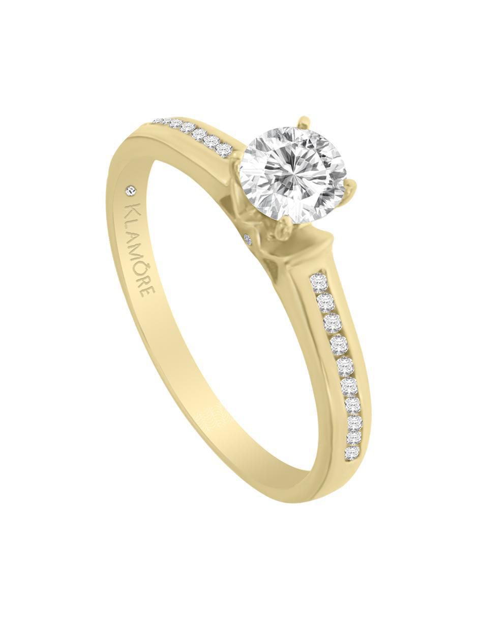 Solitario "de" oro 14 k klamore diamante