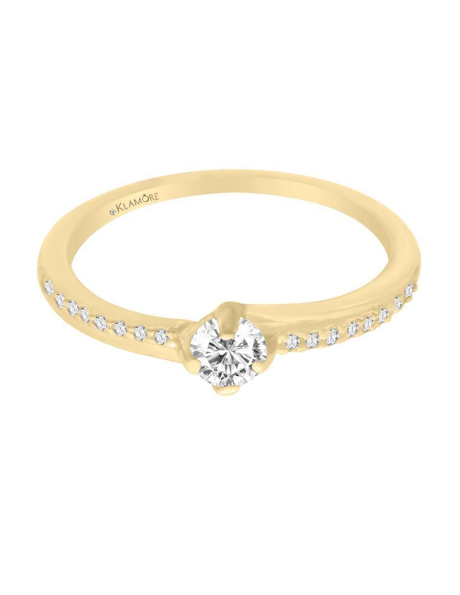 Solitario de oro 14 k Carmín diamante