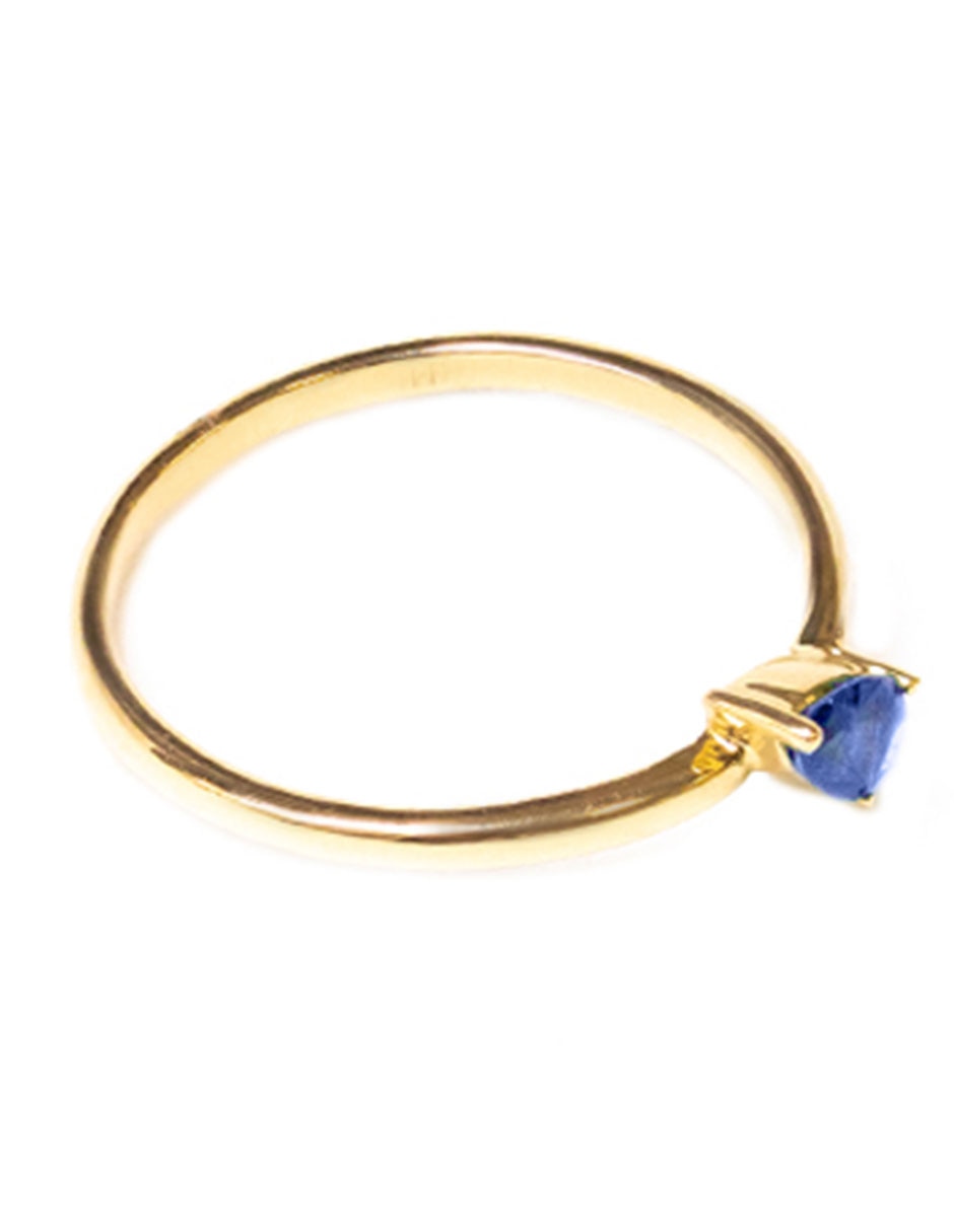 Anillo de pera Pear 14 k de oro amarillo zafiro pulido 2