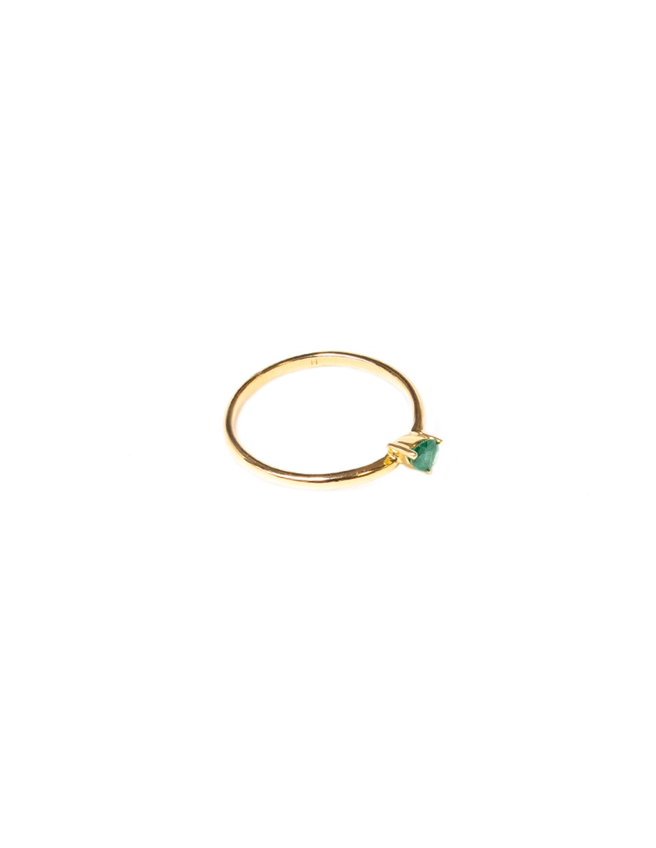 Anillo de pera Pear 14 k de oro amarillo esmeralda pulido 2