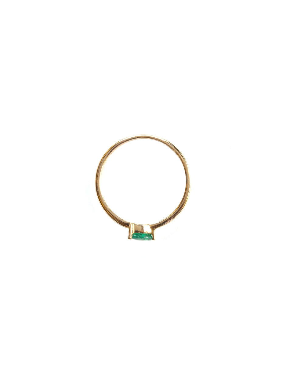 Anillo de pera Pear 14 k de oro amarillo esmeralda pulido 4