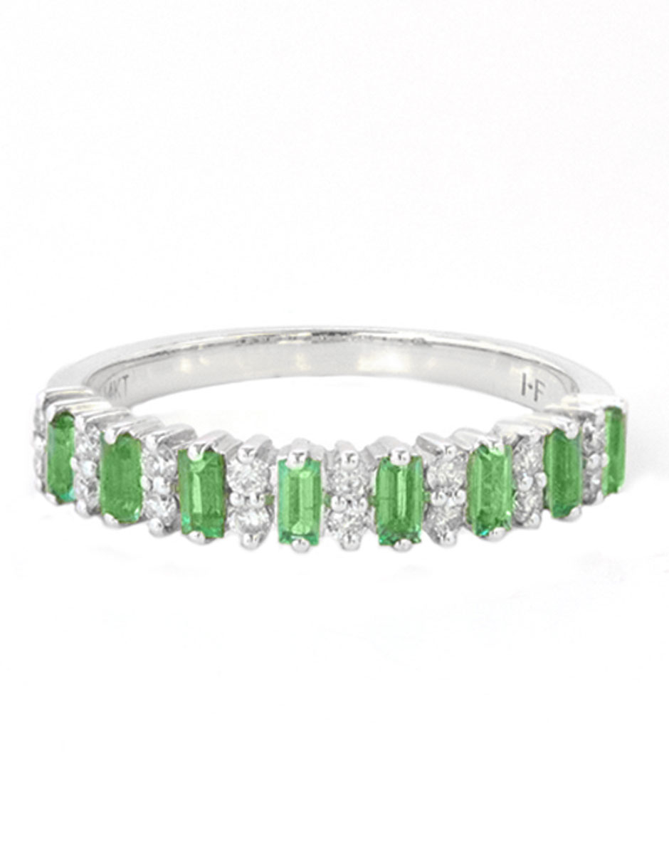 Anillo Dalila 14 k de oro blanco esmeralda pulido Anillo Dalila 14 k de oro blanco esmeralda pulido