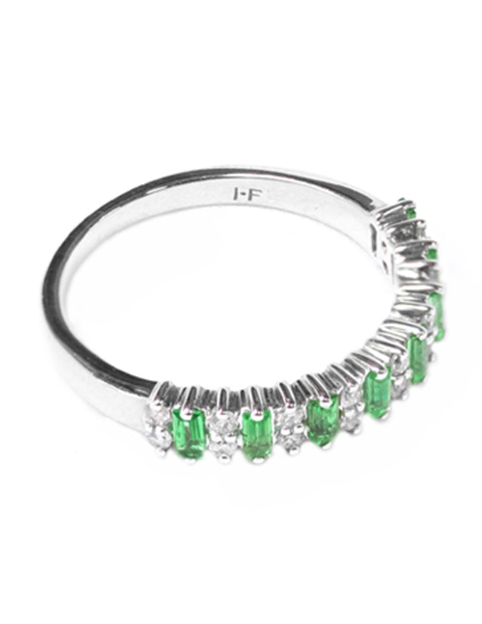 Anillo Dalila 14 k de oro blanco esmeralda pulido 3