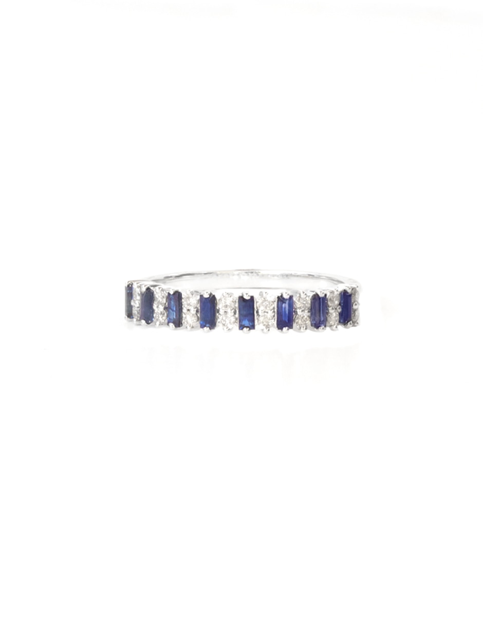 Anillo Dalila 14 k de oro blanco zafiro pulido